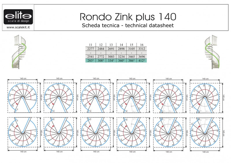 Scala a chiocciola per esterni 13 gradini ZINK 140